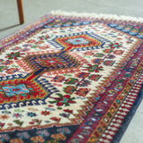 トライバル ラグ 100×61cm イラン手織り 一点物