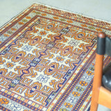 トライバル ラグ 112×86cm イラン手織り 一点物