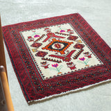 トライバル ラグ 75×62cm イラン手織り 一点物