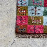 ミニギャッベ 35×36cm イラン手織り 一点物 チェアマット