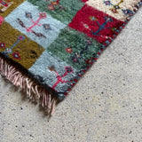 ミニギャッベ 35×36cm イラン手織り 一点物 チェアマット