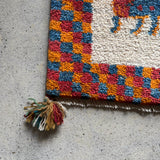 ミニギャッベ 43×39cm イラン手織り 一点物 チェアマット