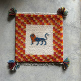 ミニギャッベ 43×42cm イラン手織り 一点物 チェアマット