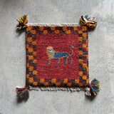 ミニギャッベ 36×35cm イラン手織り 一点物 チェアマット