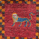 ミニギャッベ 36×35cm イラン手織り 一点物 チェアマット