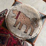 ミニギャッベ 41×41cm イラン手織り 一点物 チェアマット ライオンギャッベ