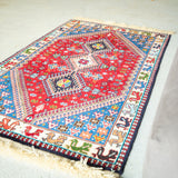 トライバル ラグ 140×82cm イラン手織り 一点物