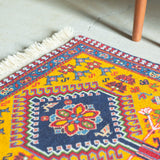 トライバル ラグ 92×60cm イラン手織り 一点物