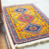 トライバル ラグ 92×60cm イラン手織り 一点物