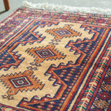 トライバル ラグ 70×60cm イラン手織り 一点物