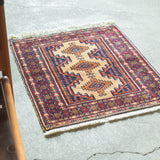 トライバル ラグ 70×60cm イラン手織り 一点物