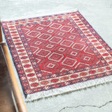 トライバル ラグ 77×62cm イラン手織り 一点物