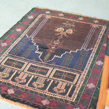 トライバル ラグ 105×80cm イラン手織り 一点物
