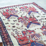 トライバル ラグ 133×98cm イラン手織り 一点物