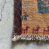 ミニギャッベ 38×35cm イラン手織り 一点物 チェアマット