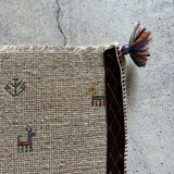 ミニギャッベ 42×37cm イラン手織り 一点物 チェアマット