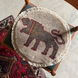 ミニギャッベ 40×40cm イラン手織り 一点物 チェアマット ライオンギャッベ