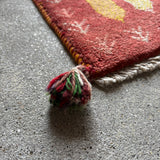 ミニギャッベ 38×36cm イラン手織り 一点物 チェアマット