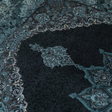 ペルシャ絨毯 シルク クム産 ブラック 126×82cm 繊細な曲線美が映える希少なデザイン
